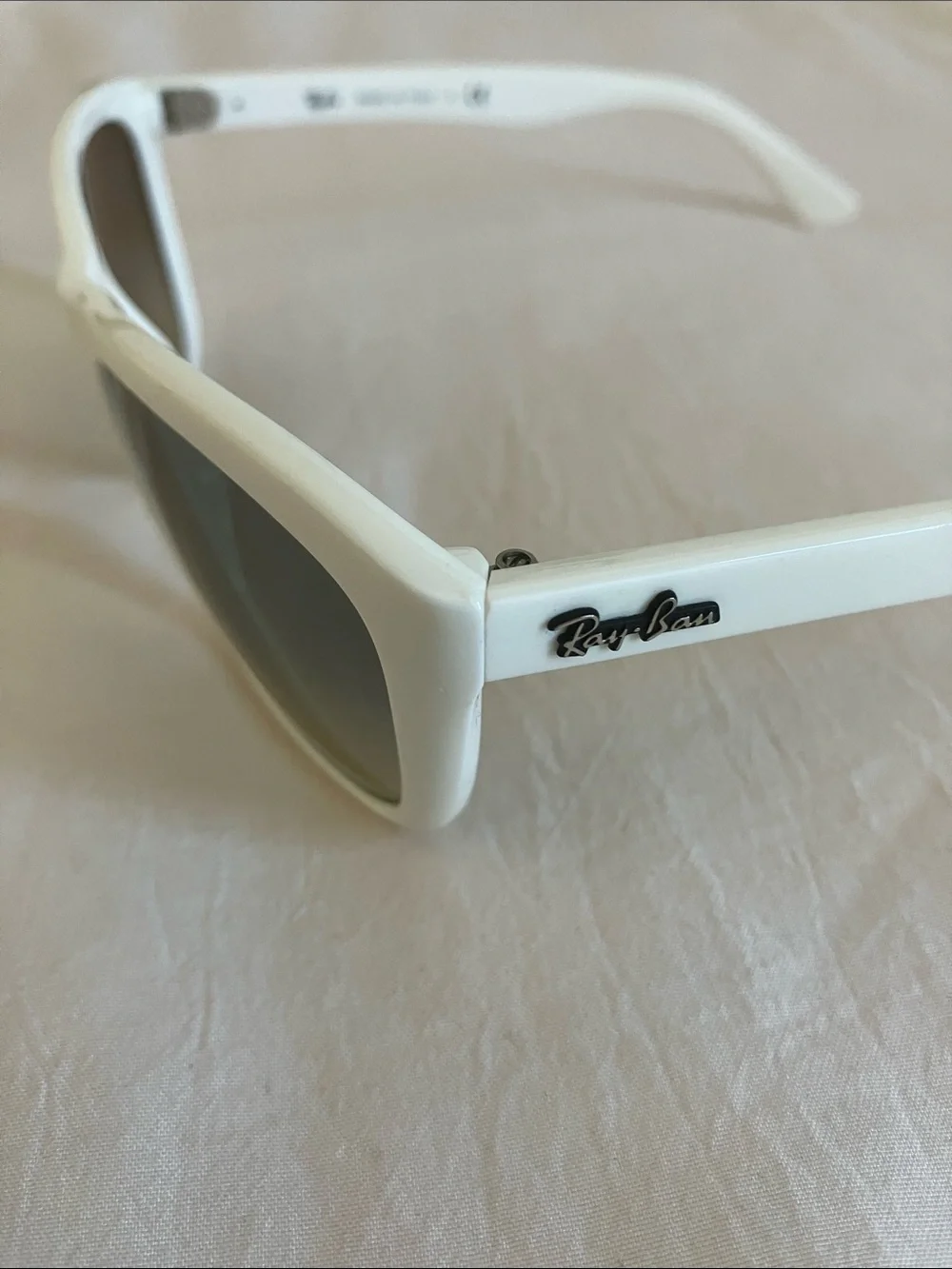 Polished white Ray-Bans, size OS